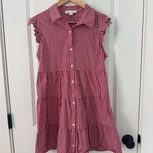 Red Gingham Sleeveless Dress